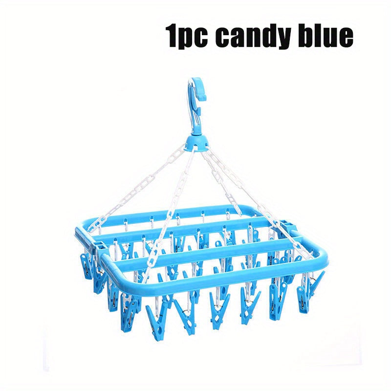 32 Clips Folding Drying Rack for Baby Toddler Accessories and Towels