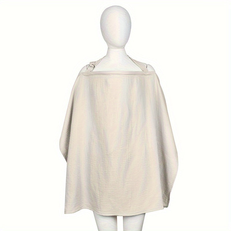 Beige Cotton Nursing Cover with Secure Strap for Discreet Breastfeeding Outdoors