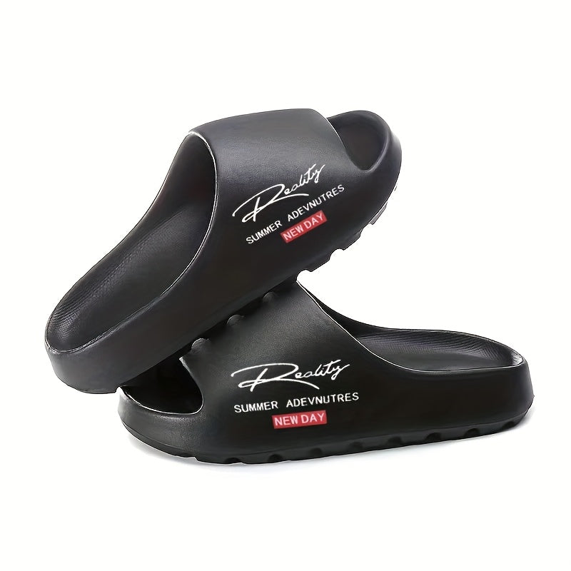 Unisex Thick Soft Indoor Outdoor Slippers with Textured Sole Black White Brown