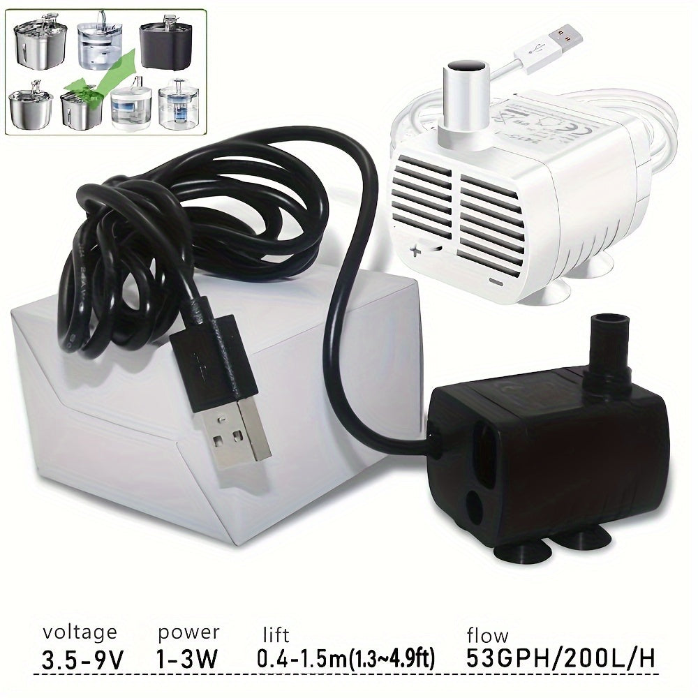 Mini USB Water Pump 200L/H Brushless Motor for Fish Tanks Fountains Filters