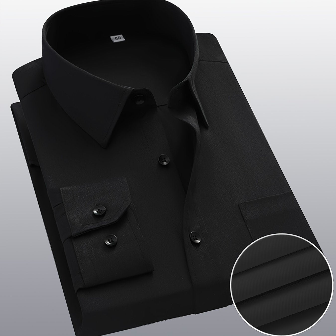 Men's Solid Color Long Sleeve Dress Shirt Cotton Polyester Regular Fit for Formal Wear