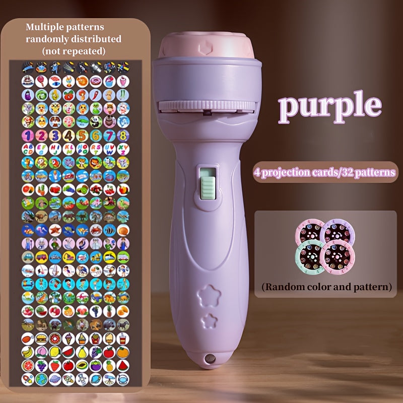 Proyector educativo infantil para niños de 3+ años con patrones de dinosaurios, océano, frutas en rosa, púrpura, verde y amarillo