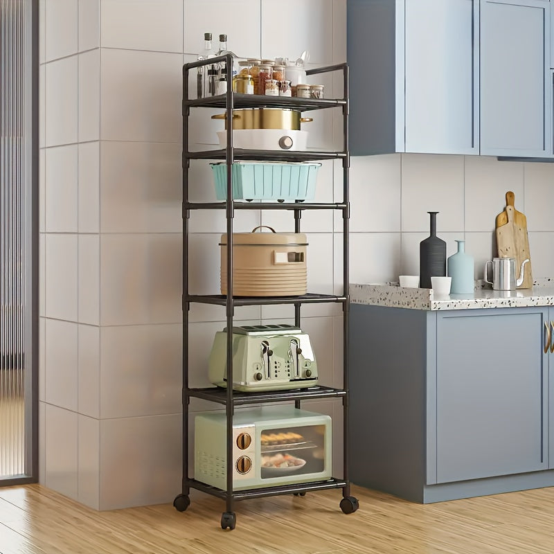 Multi-Functional 6-Tier Metal Rolling Storage Cart for Kitchen Bathroom Living Room