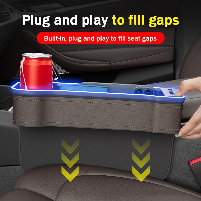 Car Interior Storage Box Voice-Activated Atmosphere Light Organizer Cup Holder