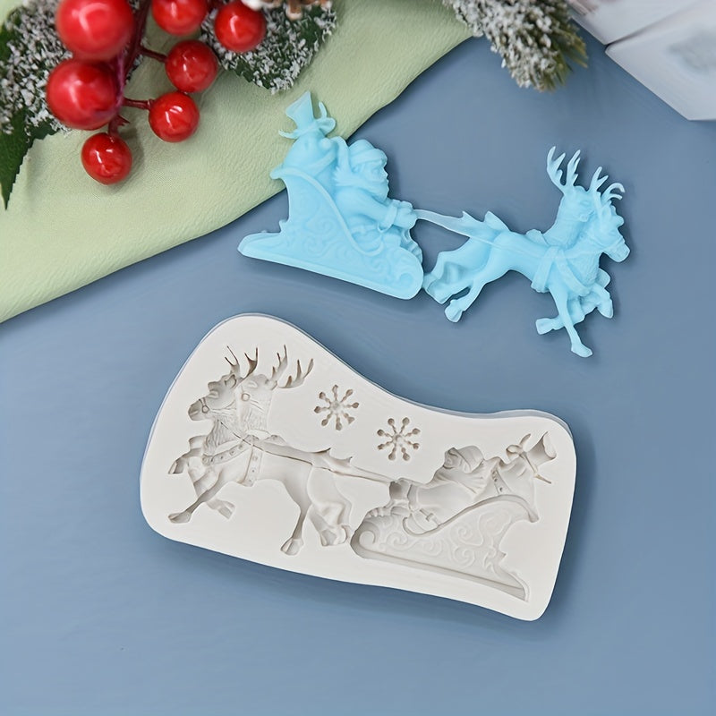 Christmas Silicone Mold for Santa Claus and Elk Candy Chocolates Cake Decorations