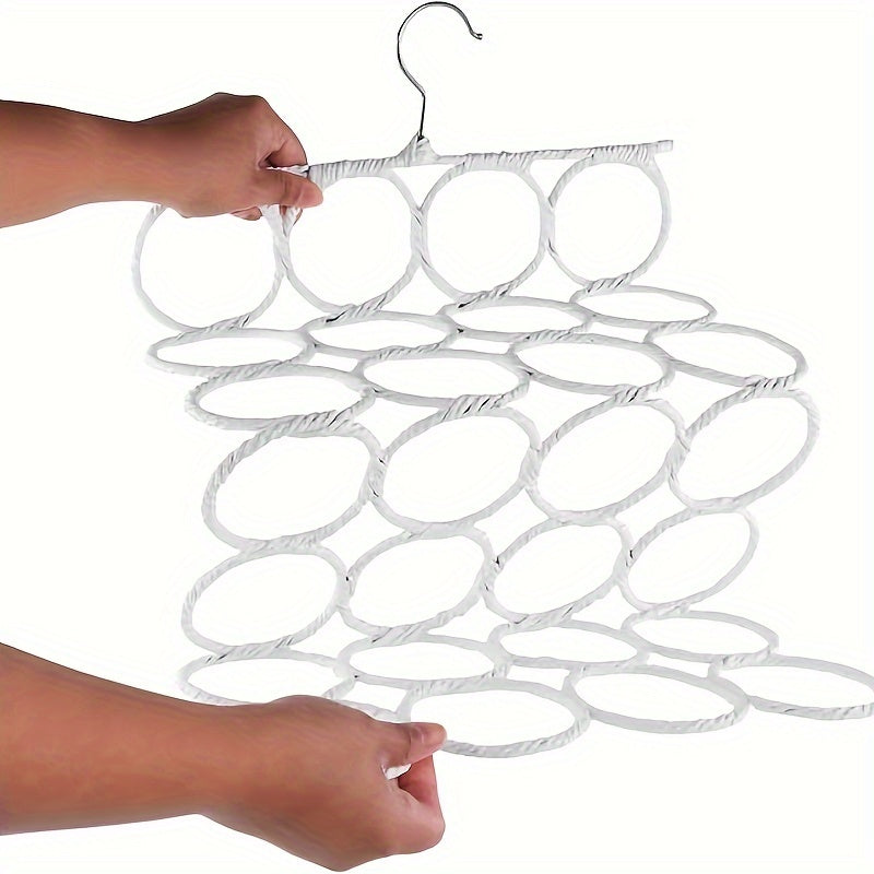 Ko'p rangli rattan qog'oz halqalar bilan temir doira sharf tutgichi, bog'lamlar va sharflarni tartibga solish uchun