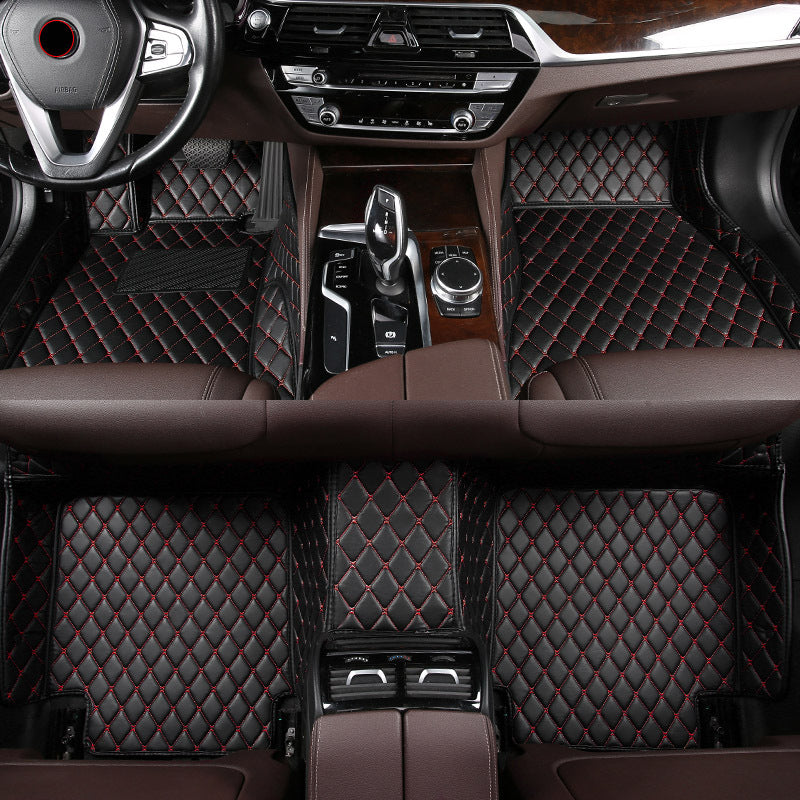 Full Coverage Car Floor Mats 3pcs PU Leather Diamond Pattern All-Weather