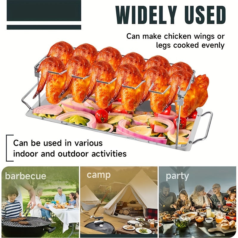 Tovuq oyoqlari va qanotlari uchun vertikal zanglamas po'latdan yasalgan tokcha - BBQ, smorodina yoki pech uchun qulay egiluvchan stend - pikniklar, lagerlar va ovqat tayyorlash uchun mukammal - oson saqlash uchun ixcham oshxona asbobi