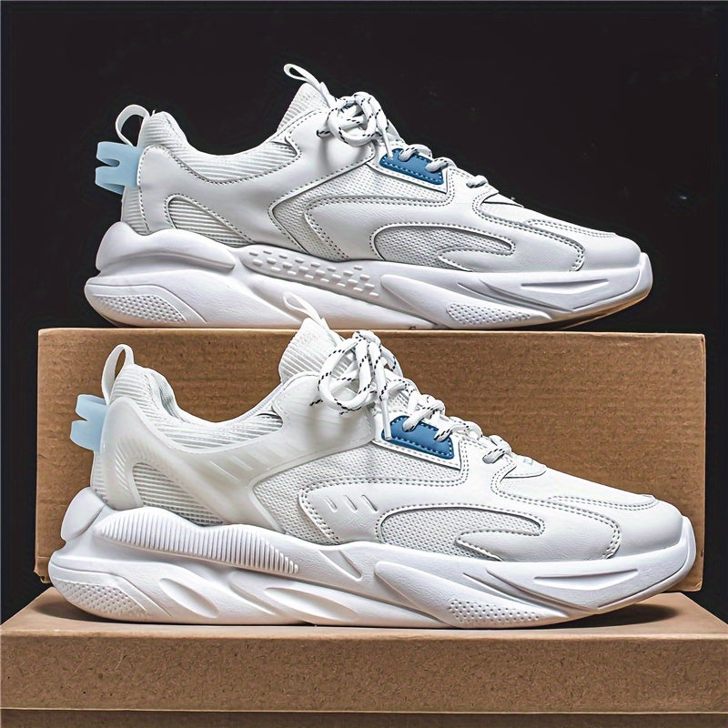 Men's Low Top Running Shoes with Shock Absorption and Color Matching Laces
