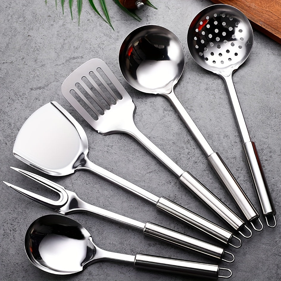 Set of 11 Stainless Steel Kitchen Utensils Heat Resistant with Spatula Tongs and Strainer