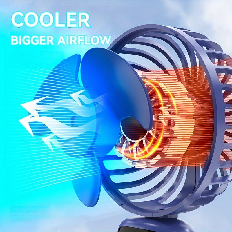 Portable Mini Fan USB Rechargeable Handheld Fan with LED Indicator, 6 Speeds for Travel Outdoor Camping