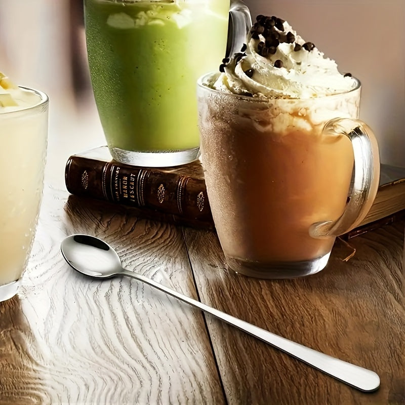 Juego de cucharas de acero inoxidable 2/4/6 piezas con mango largo para café, postre, té helado