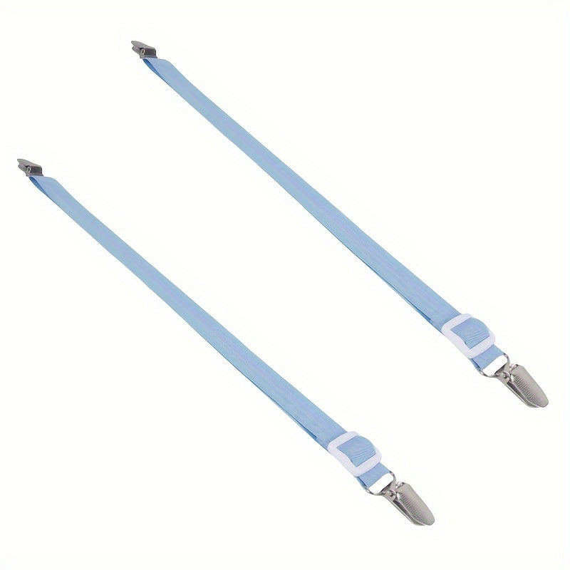 Pair of Quilt Holder Straps Adjustable Bed Sheet Clips Woven Fabric Elastic Bands