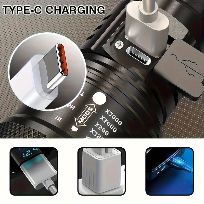 LED Flashlight with USB Charging 800mAh Battery Portable Indoor Outdoor