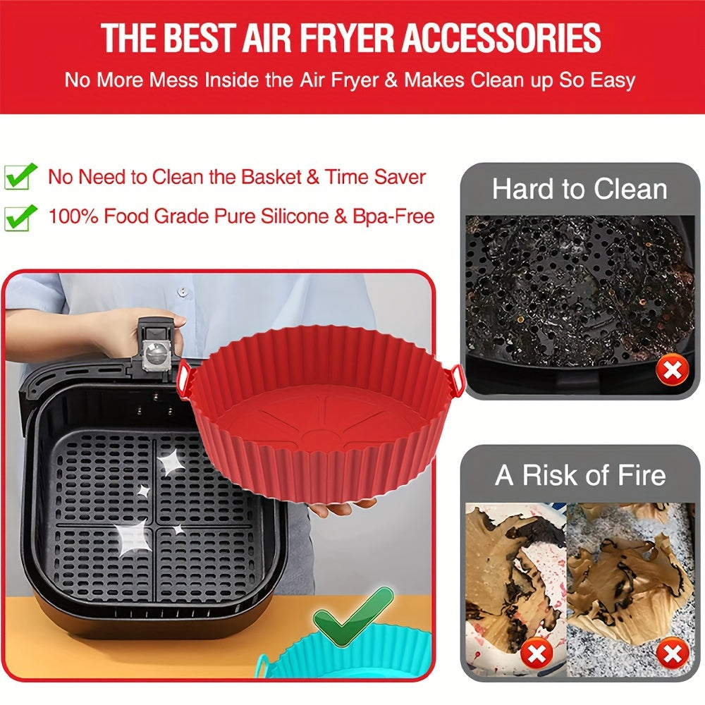 4 ta silikonli havo frayer uchun linzalar to'plami, 3-5 Qt savatlari uchun, qayta ishlatiladigan pishirish panasi aksessuarlari