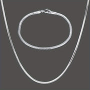 Sterling Silver Jewelry Set with 3mm Snake Chain Necklace and Bracelet Gift