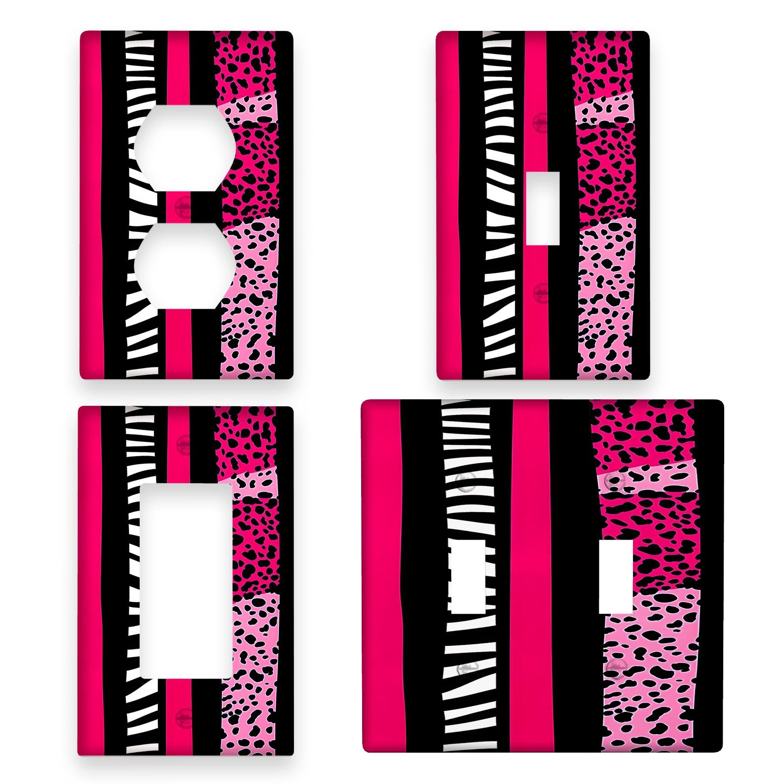 Pink Leopard and Zebra Wall Plate Cover Decorative Switch Cover for Home Lighting