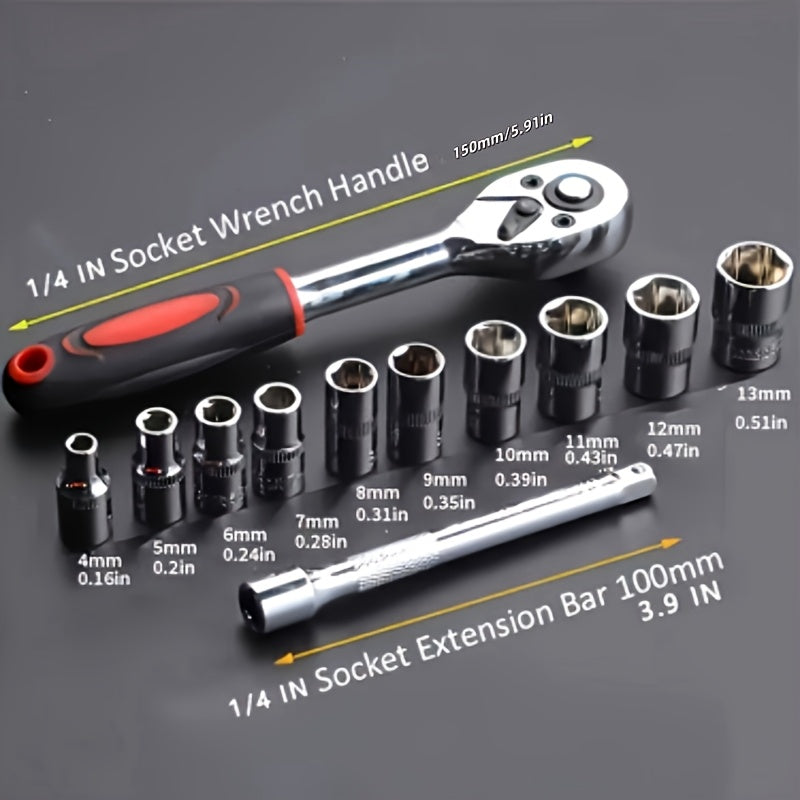 12-Piece Steel Wrench Set, Adjustable Metric Hand Tools for Automotive Repair