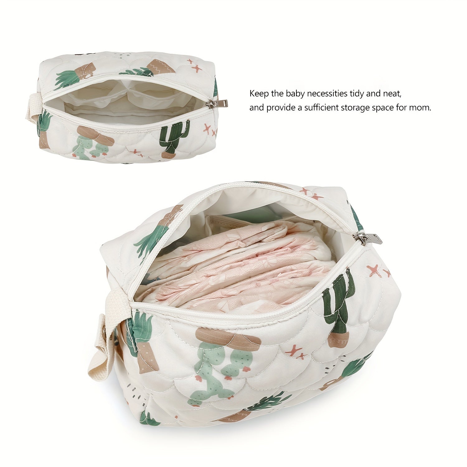 Waterproof Portable Diaper Storage Bag with Handle for Essentials Organization