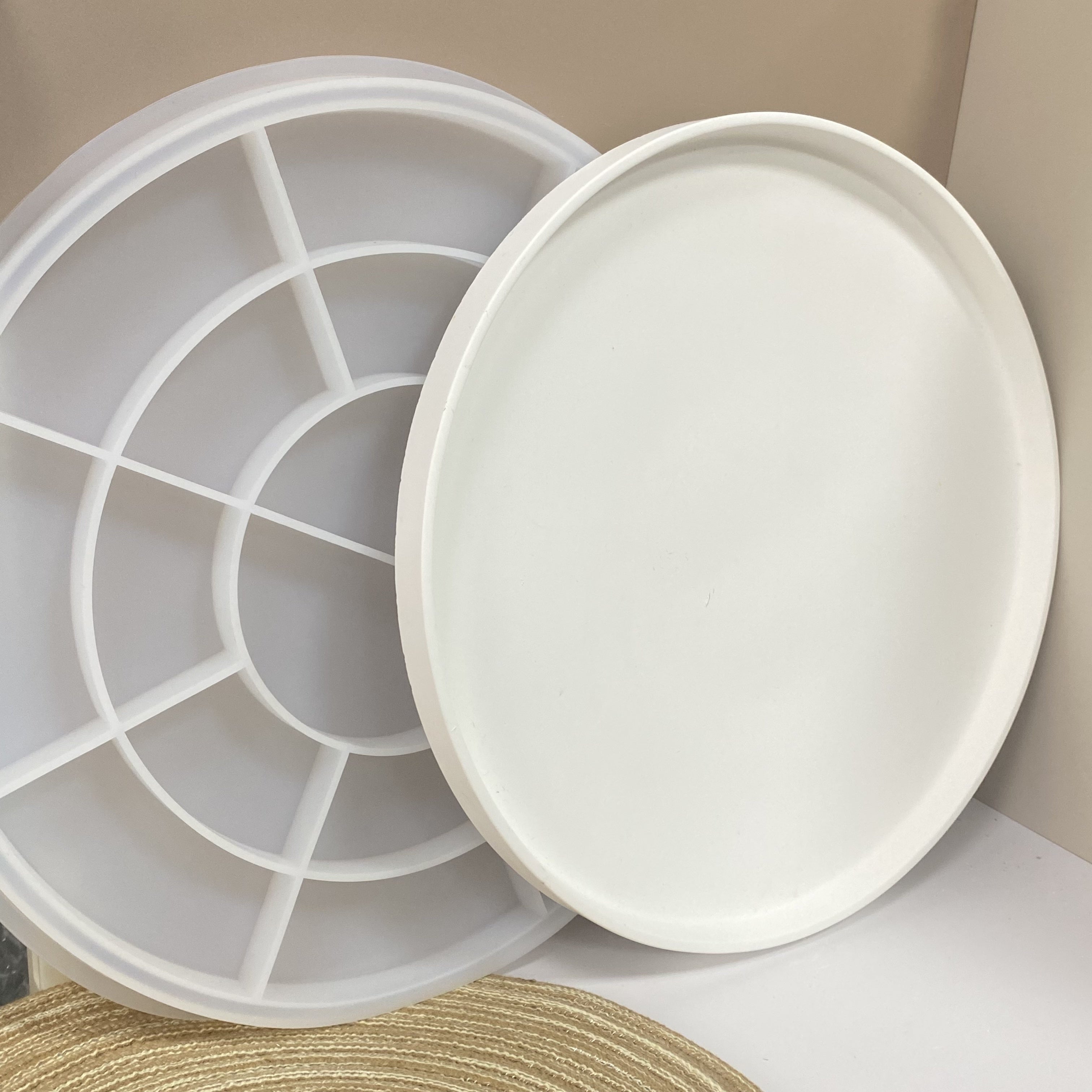 Large Round Silicone Mold for Concrete Epoxy Clay Plaster Fruit Tray Crafting