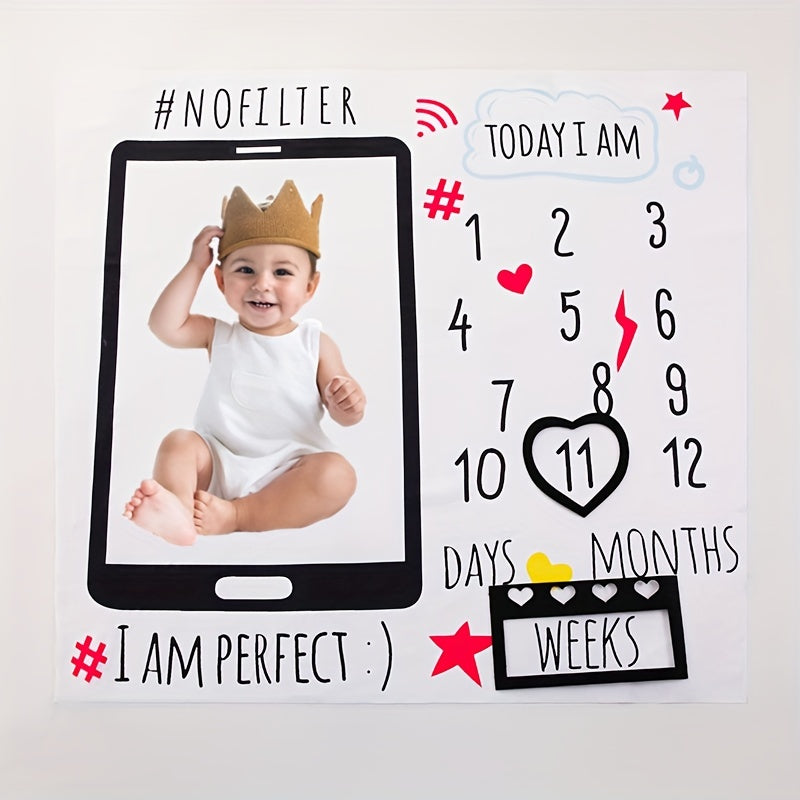 Baby Photography Blanket Soft Cotton Milestone Prop for Newborns and Monthly Photoshoots