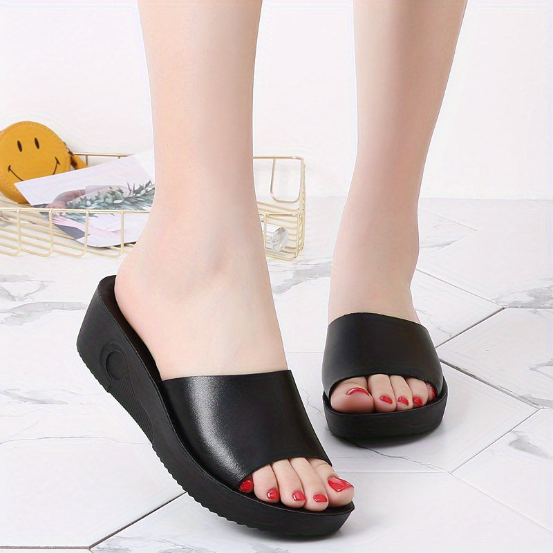 Women's Open Toe Slip-On Platform Wedge Sandals Casual Summer Shoes