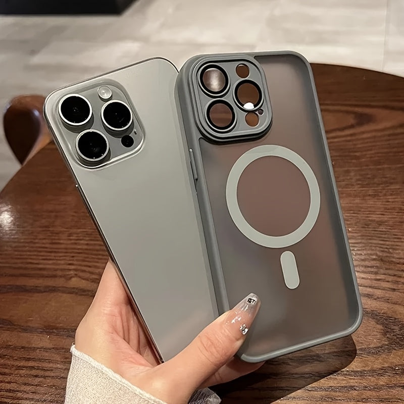 Matte Translucent Shockproof Phone Case for iPhone 11-16 Pro Max and 16 Plus with Camera Lens Protector and Magnetic Wireless Charging
