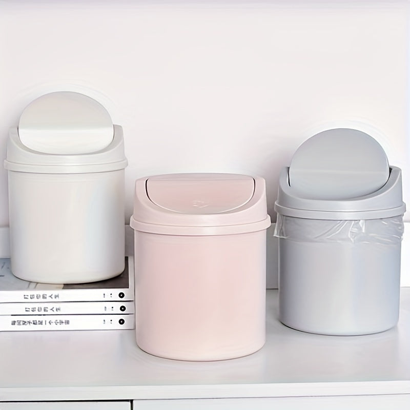 Mini cubo de basura cubierto para escritorios y dormitorios con almacenamiento y decoración