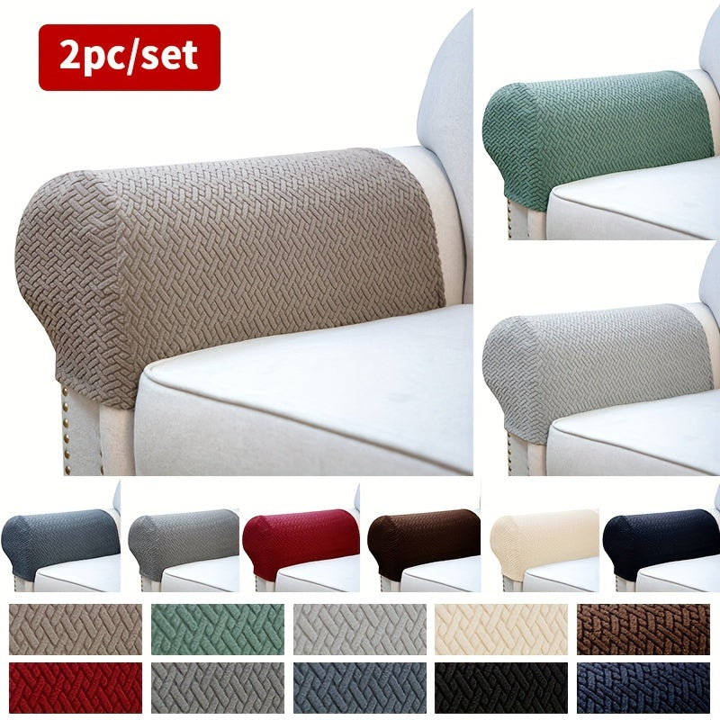 2-Piece Stretch Knitted Armrest Covers for Furniture Protection Sofa Chair Recliner Couch