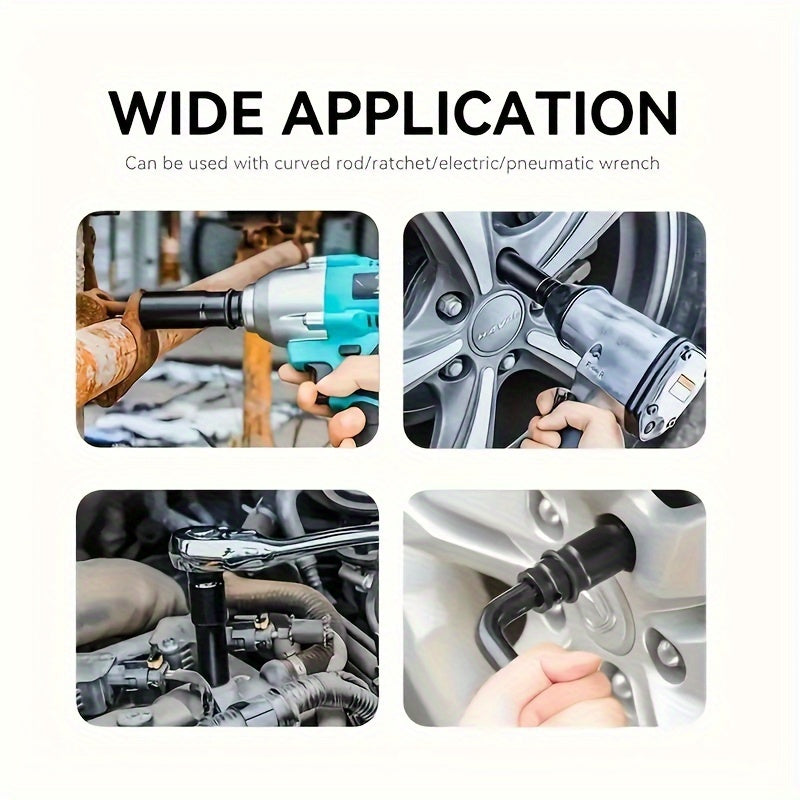 20PCS Heavy Duty Hex Impact Wrench Socket Set 8-32mm Black 1/2 Inch