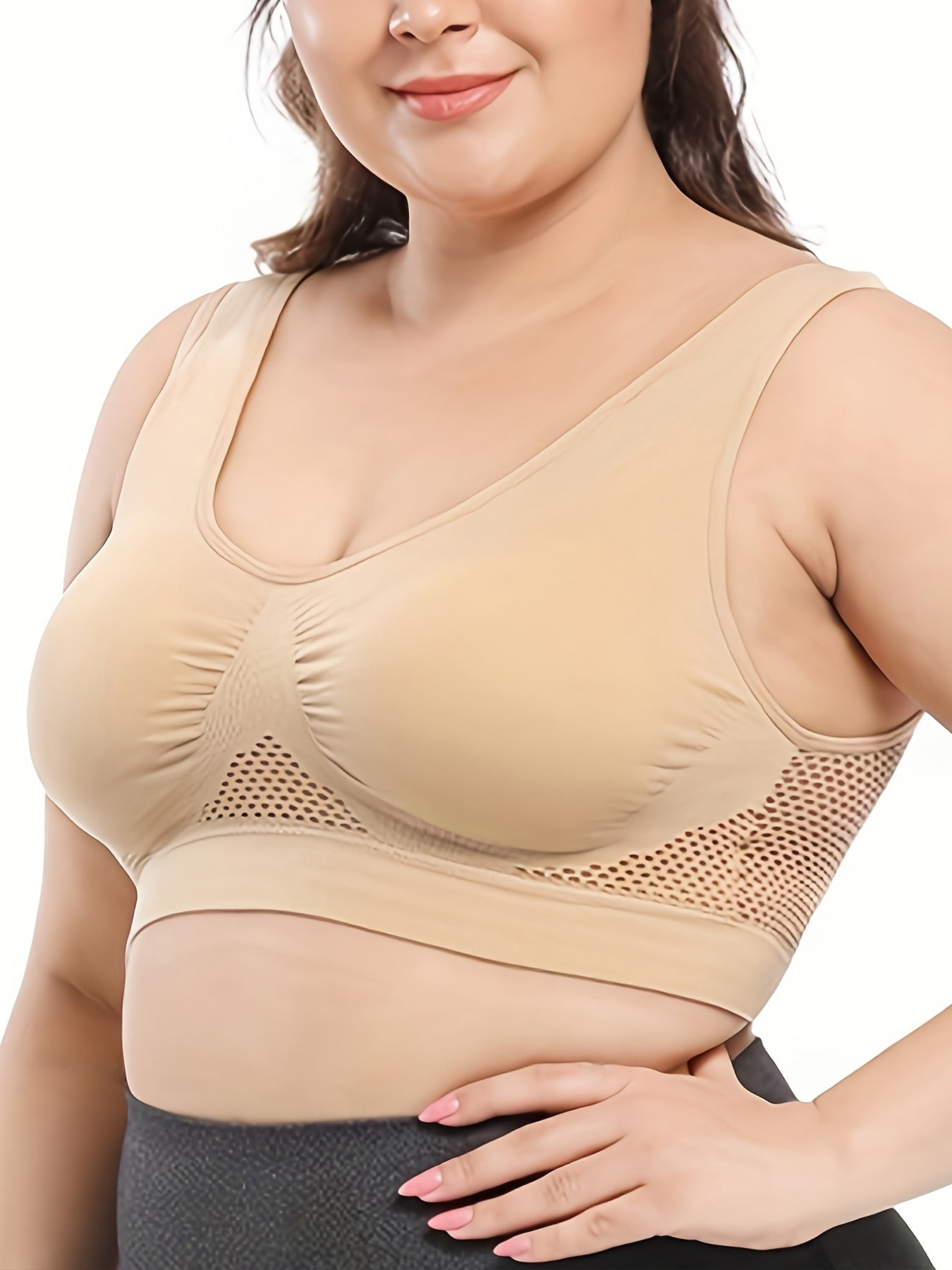 Women's Seamless Sports Bra Set Breathable Mesh High Support for Yoga Running