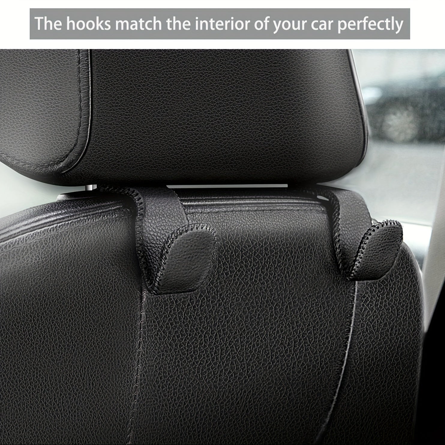 Unisex Faux Leather Car Seat Hook Hanger for Bags and Purse Storage Black or Beige