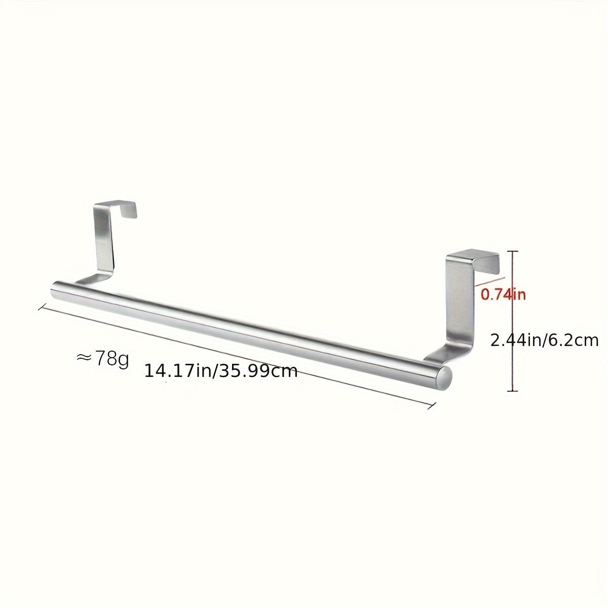 Perchero de acero inoxidable para puerta de armario de cocina colgador de trapos sin taladro