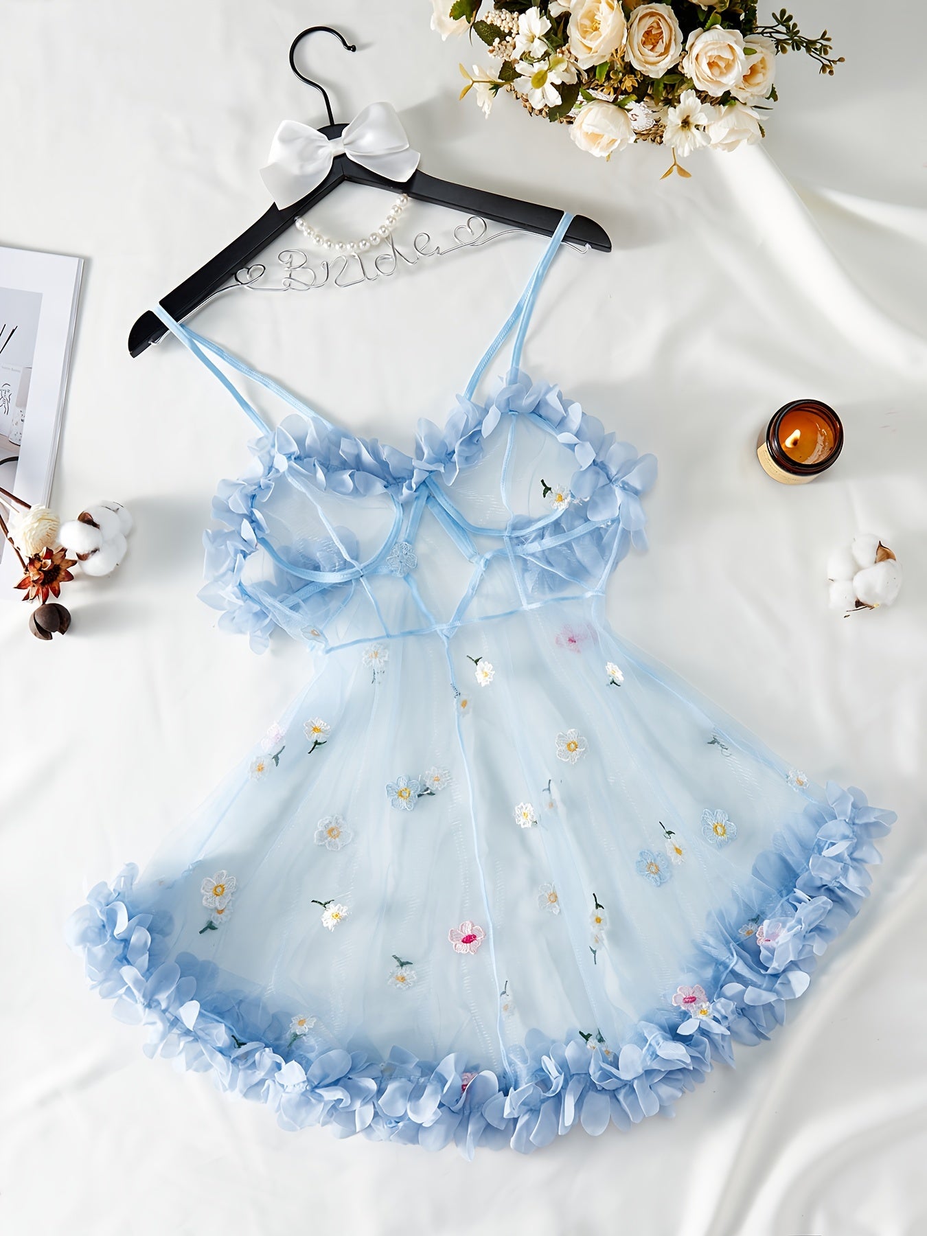 Sheer Floral Cami Babydoll Lingerie for Women