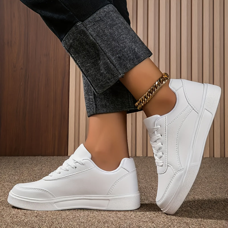 Women Soft-Soled White Skate Shoes Breathable Lightweight Casual