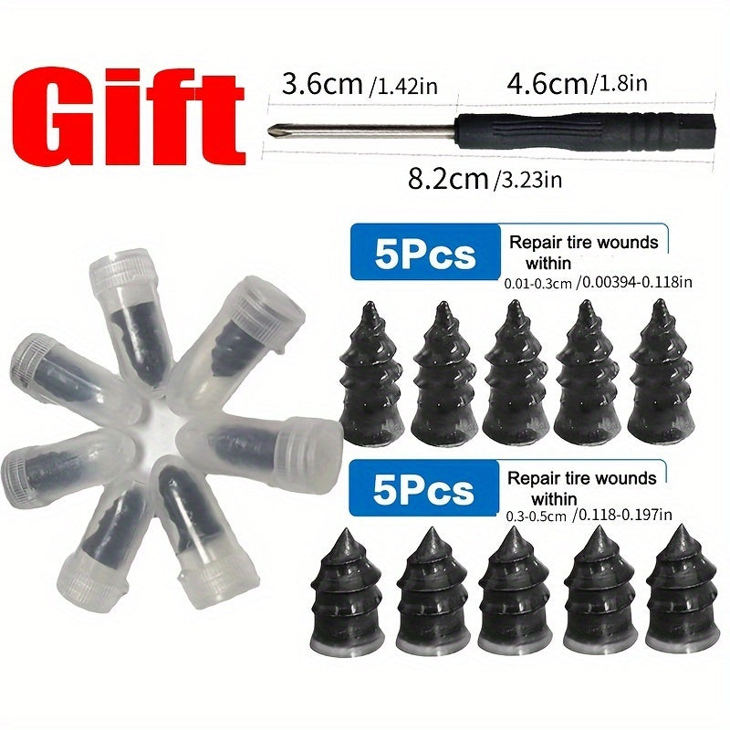 Emergency Tire Repair Kit Synthetic Rubber Plugs with Tool for Cars Bikes Trucks