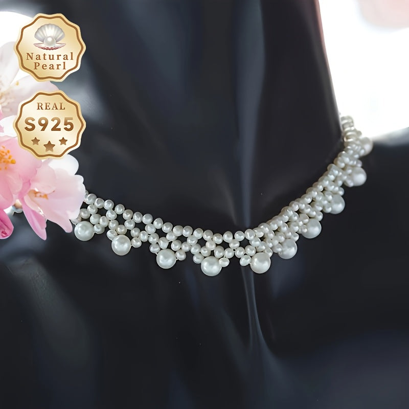 Vintage Freshwater Pearl Necklace for Women June Birthstone 3-4mm Sterling Silver