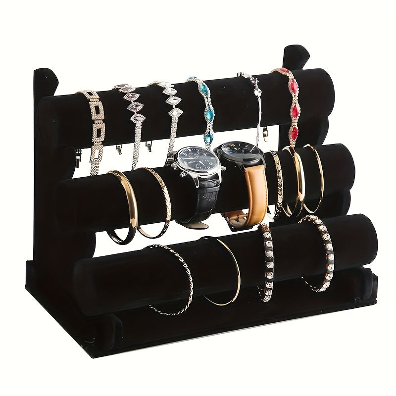 Black 3-Layer Jewelry Display Rack for Watches and Bracelets