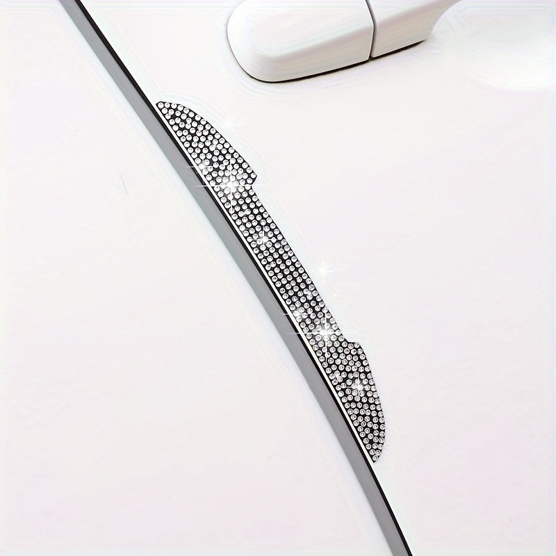 2pcs Car Door Edge Guards Rhinestone Plastic Anti-Scratch Collision Protectors