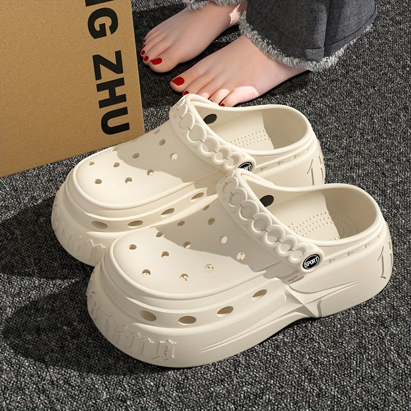 Women's Soft Sole Indoor Outdoor Slippers Solid Color Thick Heel Breathable