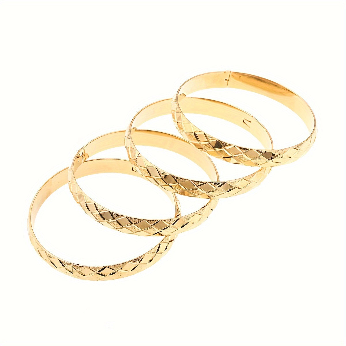 Set of 4 Gold-Tone Copper Bangles for Women Stylish Jewelry Gift