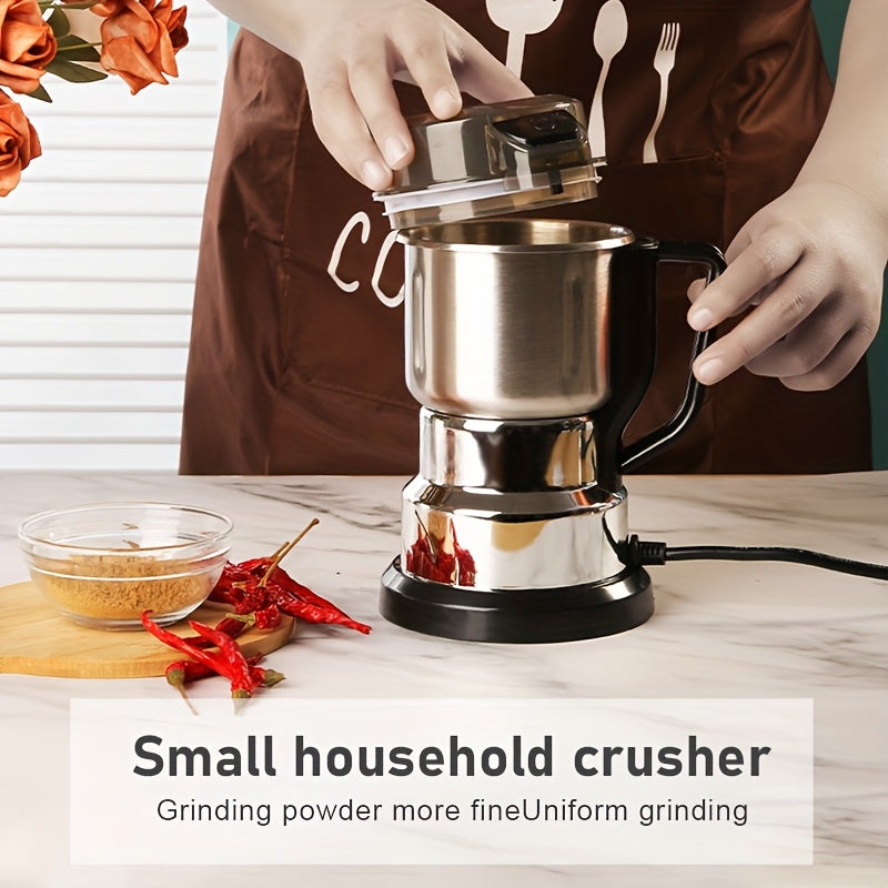 1 шт. UAO Электрическая мельница для зерна из нержавеющей стали, обновленная с 4 лезвиями для многофункционального сухого измельчения зерен и традиционной китайской медицины. Батарея не требуется, 12500 об/мин, 220-240 В с