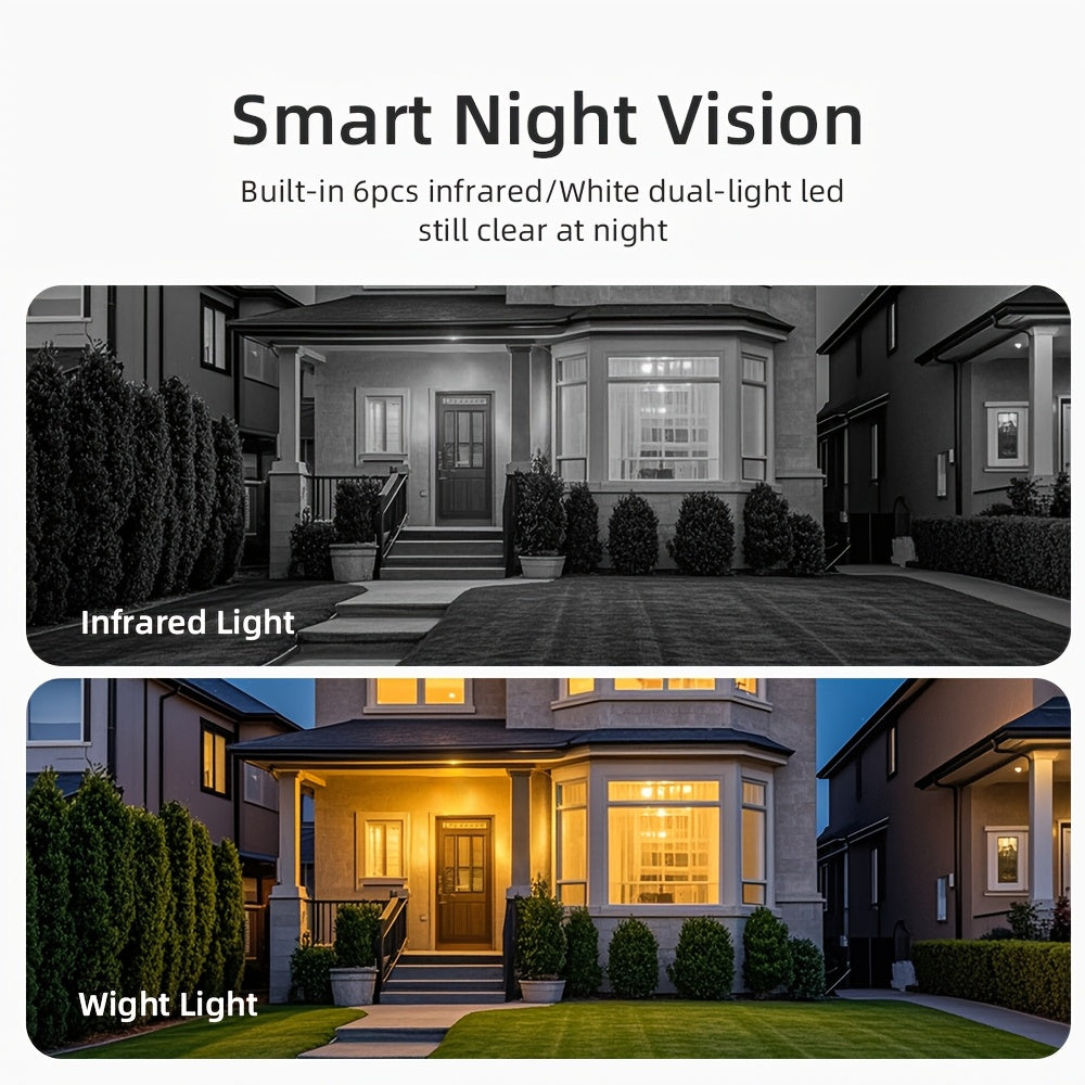 2-Pack HD Security Cameras with PTZ Color Night Vision Spotlight Siren Wi-Fi Indoor Outdoor