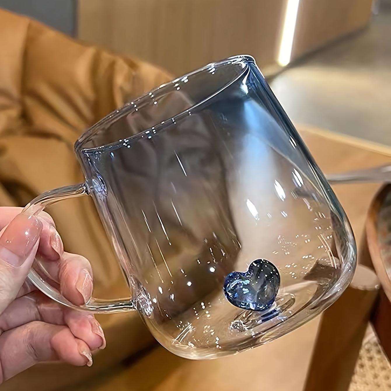 Shisha krujka ichidagi yurak, 3D gradient rangli suv stakani, 350ml, muzli qahva, sharbat, sut, choy va boshqalar uchun ideal, yoz va qish uchun mukammal
