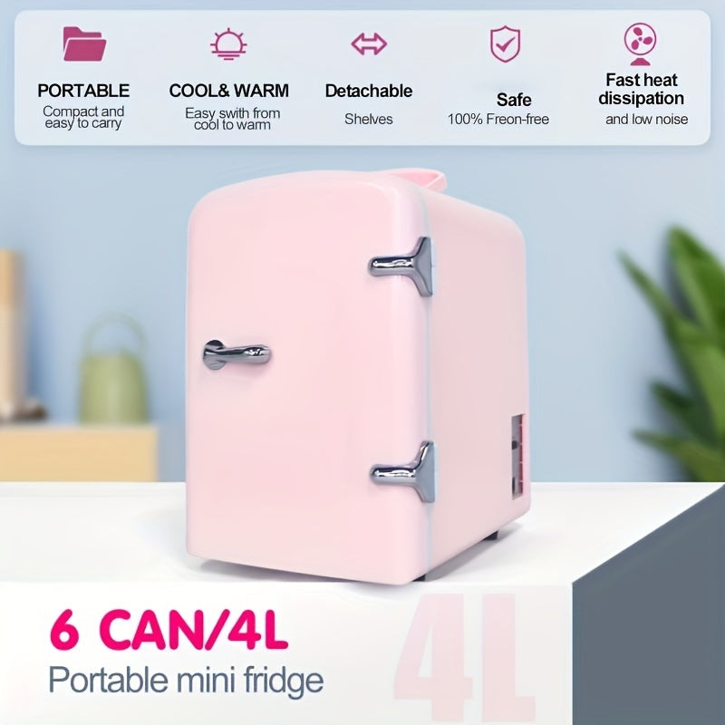 Мини электросумка-охладитель портативный 4л 6 банок для автомобиля, кемпинга, USB-питание, низкий уровень шума