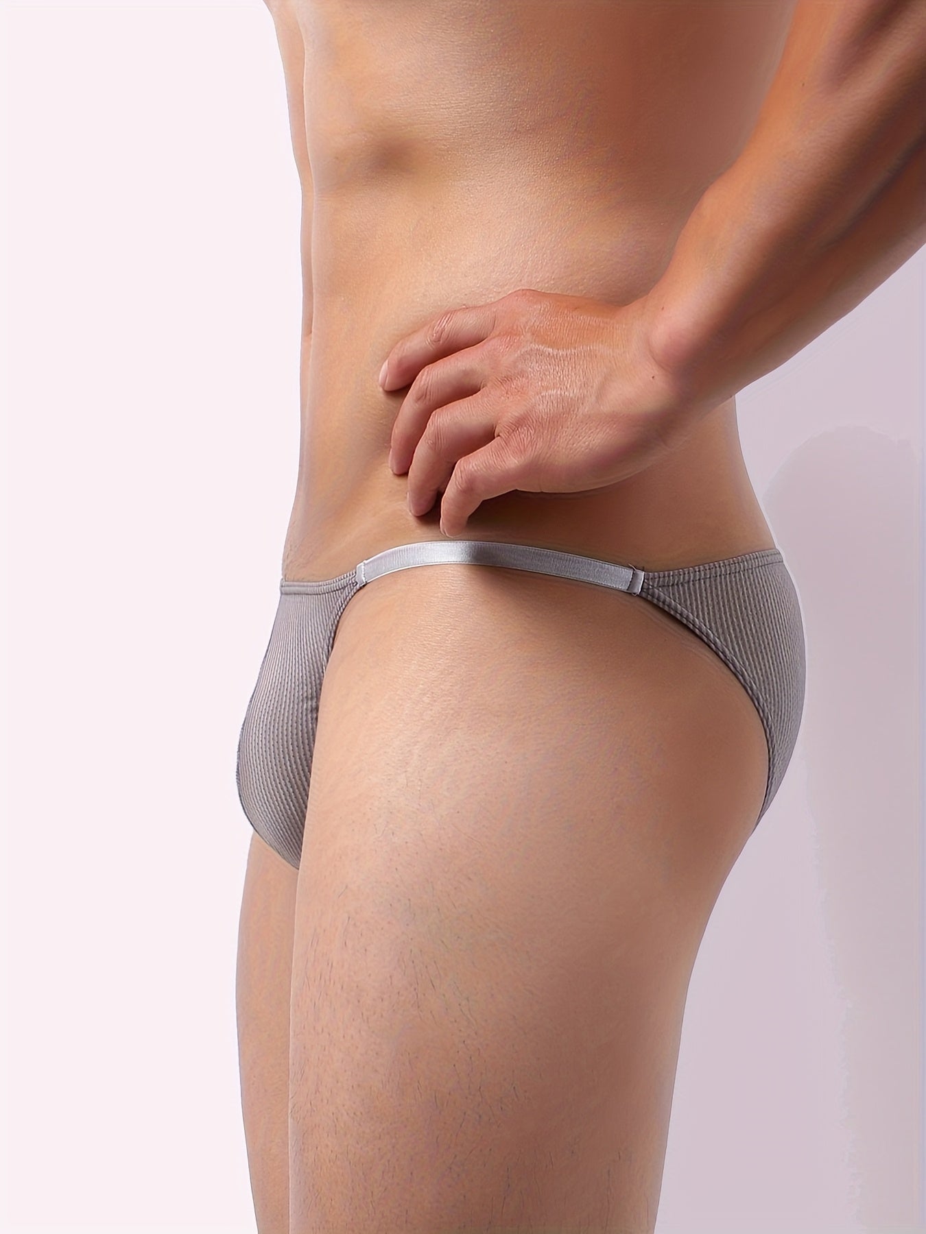 Men's Low Waist Striped Breathable Nylon Briefs for Summer