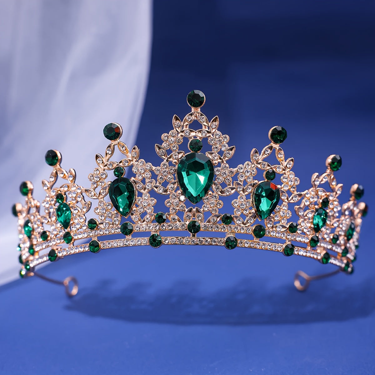 Diadema nupcial corona de boda con cristales de imitación, aros para el cabello, accesorio para vestido