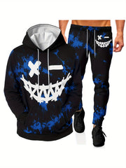 Men's 3D Print Casual Hoodie Set with Long Sleeve Top and Pants Polyester Knit