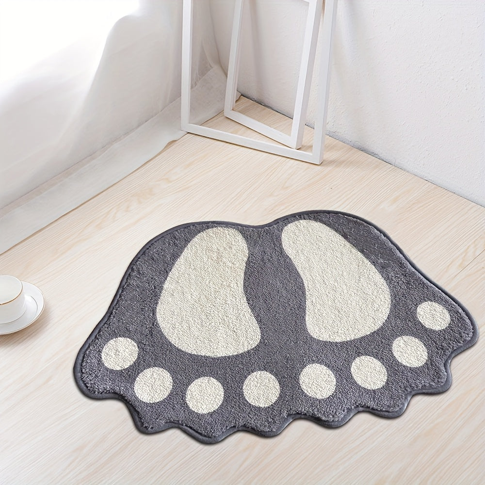Microfiber Bath Mat Non-Slip Grip Footprint Pattern Bathroom Kitchen Decor