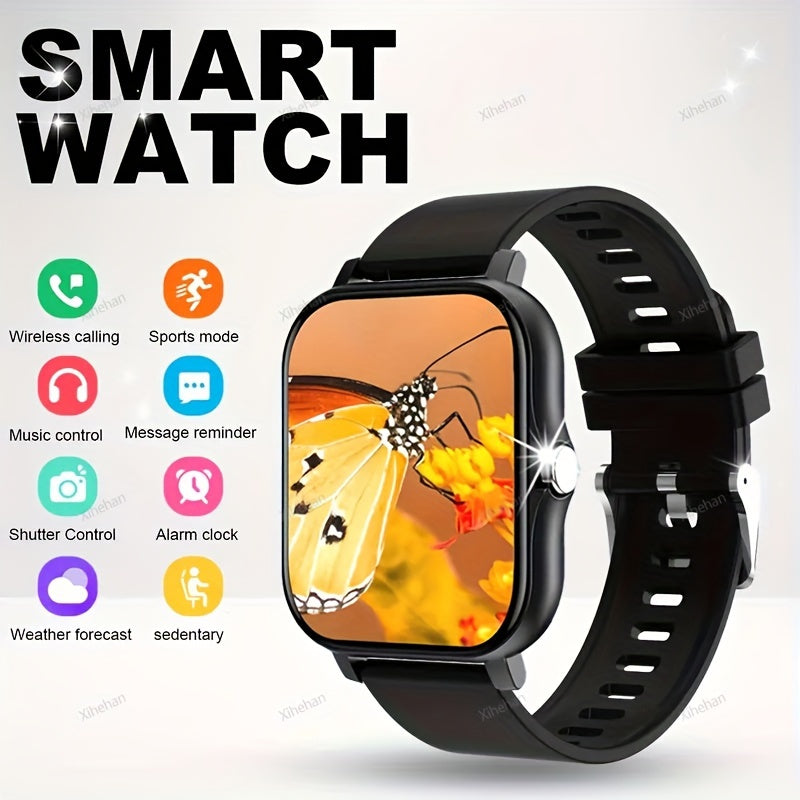 Men Women 1.83 Inch Touch Screen Smartwatch Fitness Tracker Wireless Calls Message Alerts Sports Modes Music Control Compatible with Android iPhone
